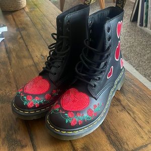 Dr. Martens discontinued Pascal Hearts Sequin Combat Boot. Brand new. Never worn